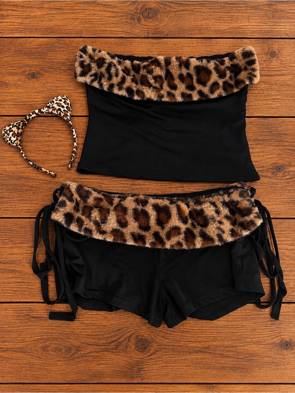 Leopard Trim Black Women's costume